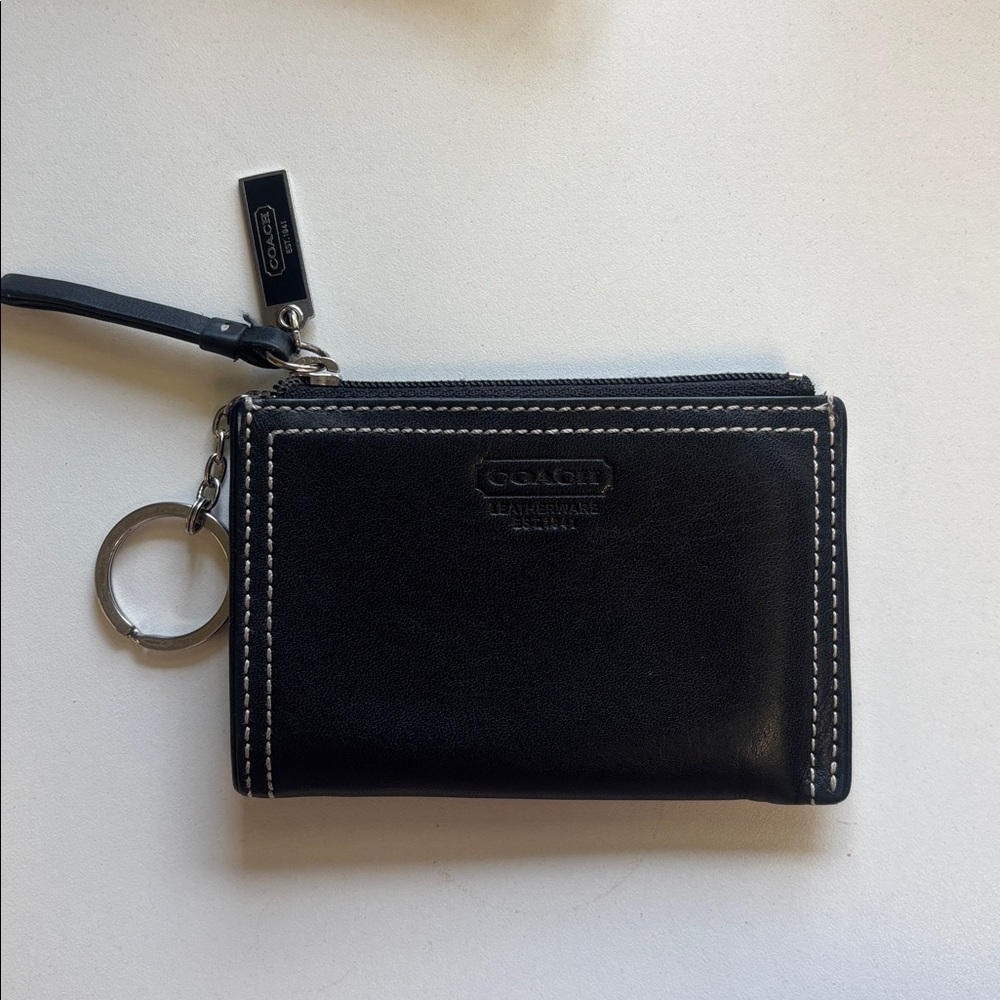 Coach - Black Leather Card & Key Holder/Wallet